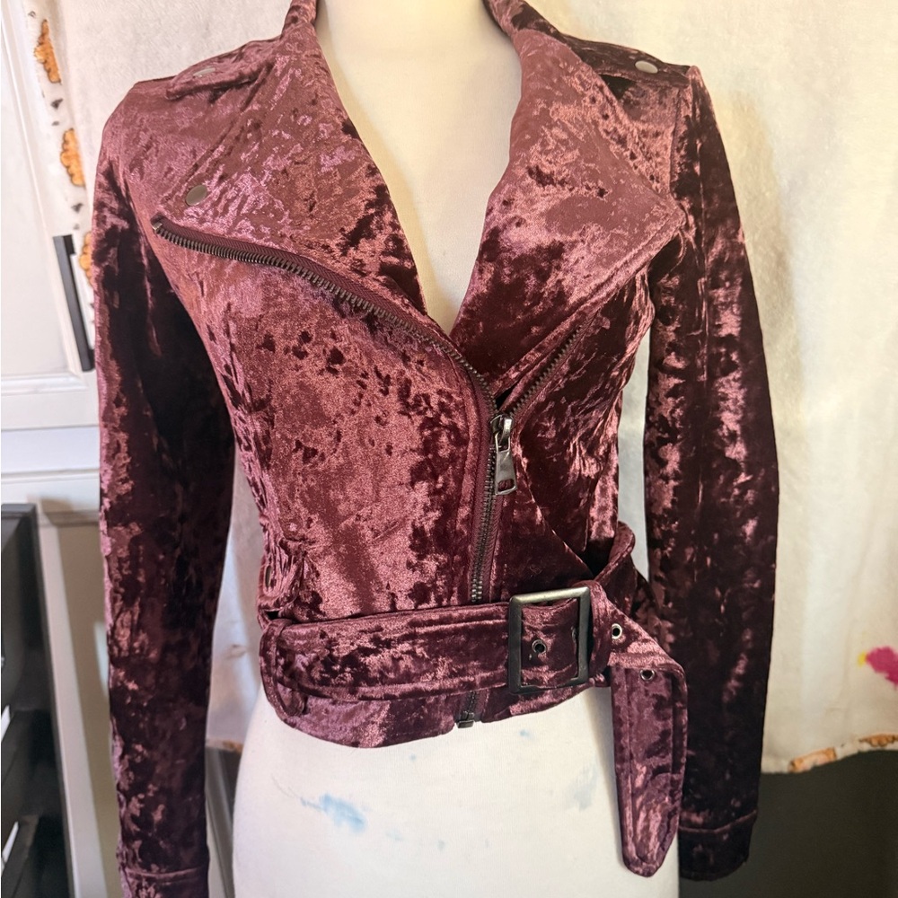 Forever 21 Velvet Maroon Women's Leather Jacket